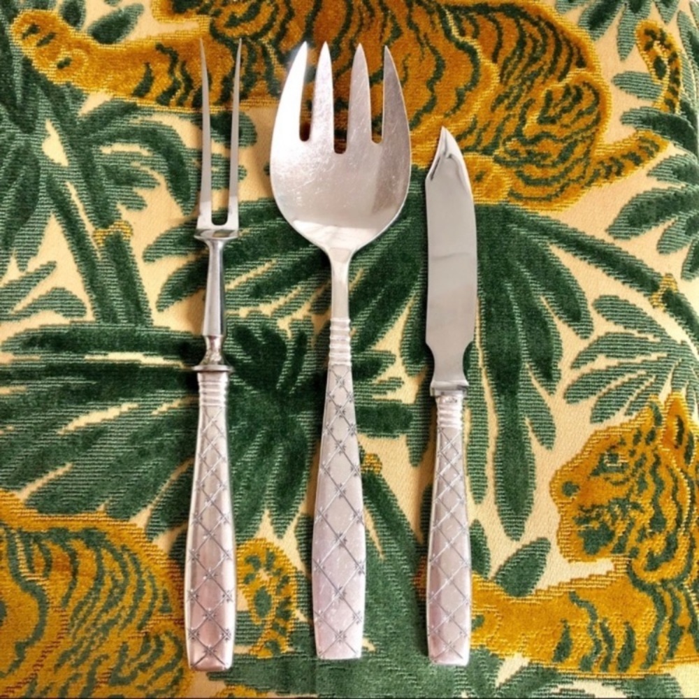 101+g Sterling Silver “Saint Jerne” aka Stars Serving Utensils Set E Dragsted